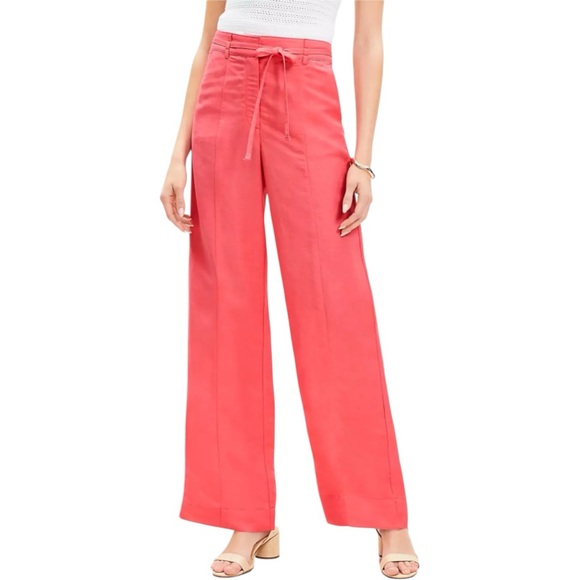 LOFT Pants - NWOT LOFT Size 12 Coral Linen-Viscose Blend Straight Pants Pockets